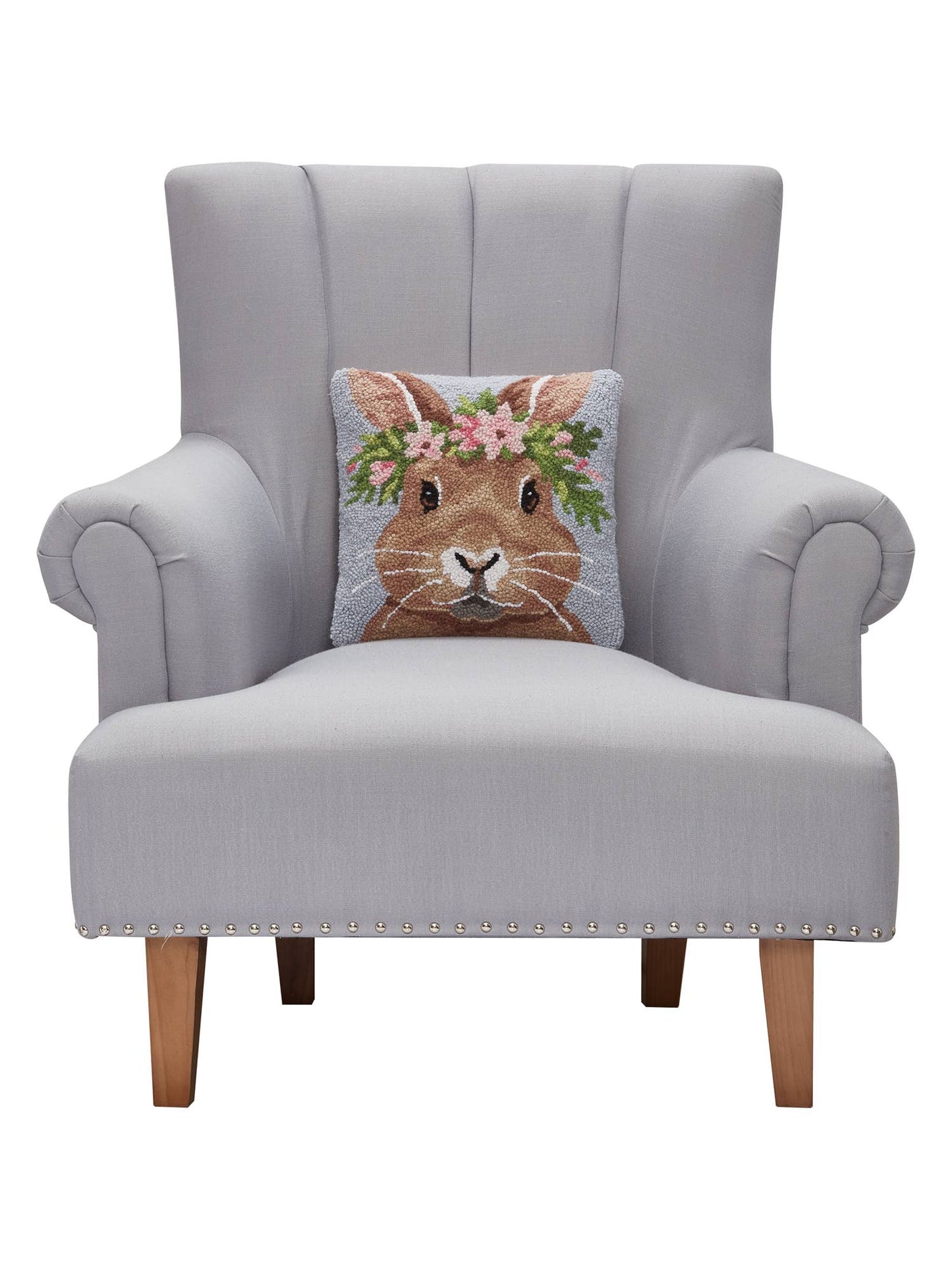 Peking Handicraft Bunny w/Crown Hook Pillow