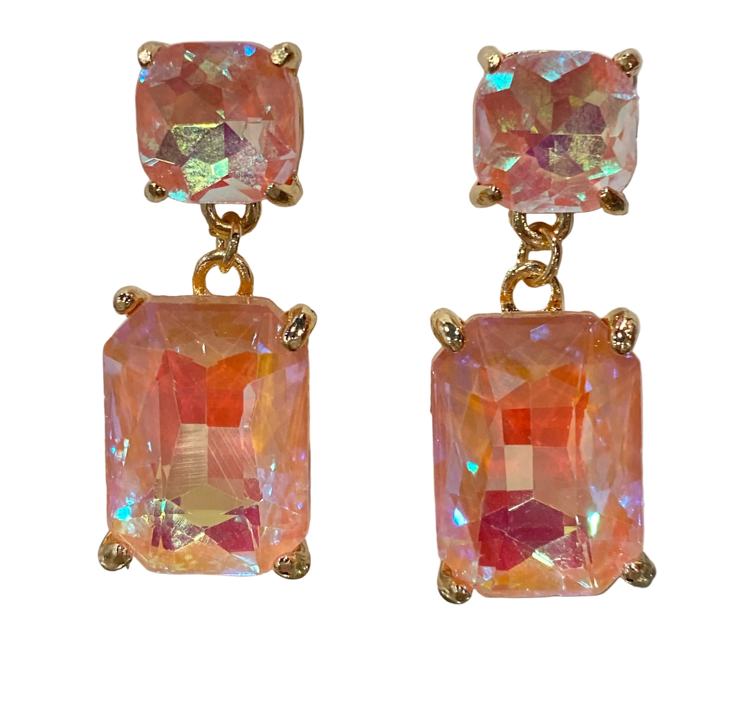 Sunset Crystal Peach Drop Earrings