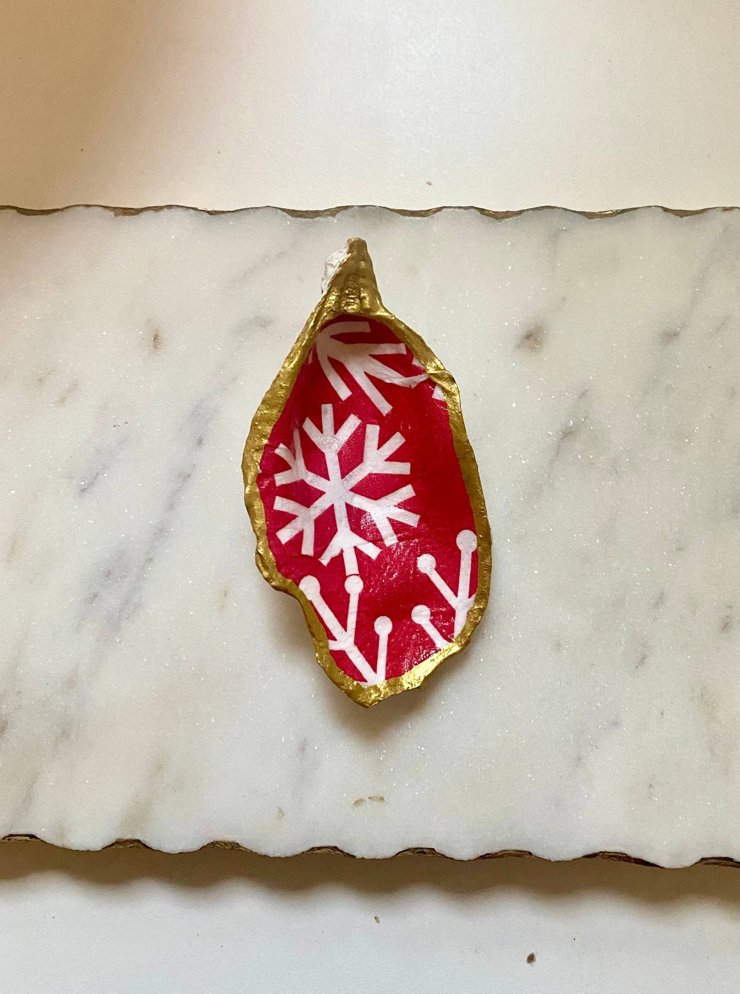 Del Mar Designs HOLIDAY Snowflake Oyster Shell Jewelry Dish