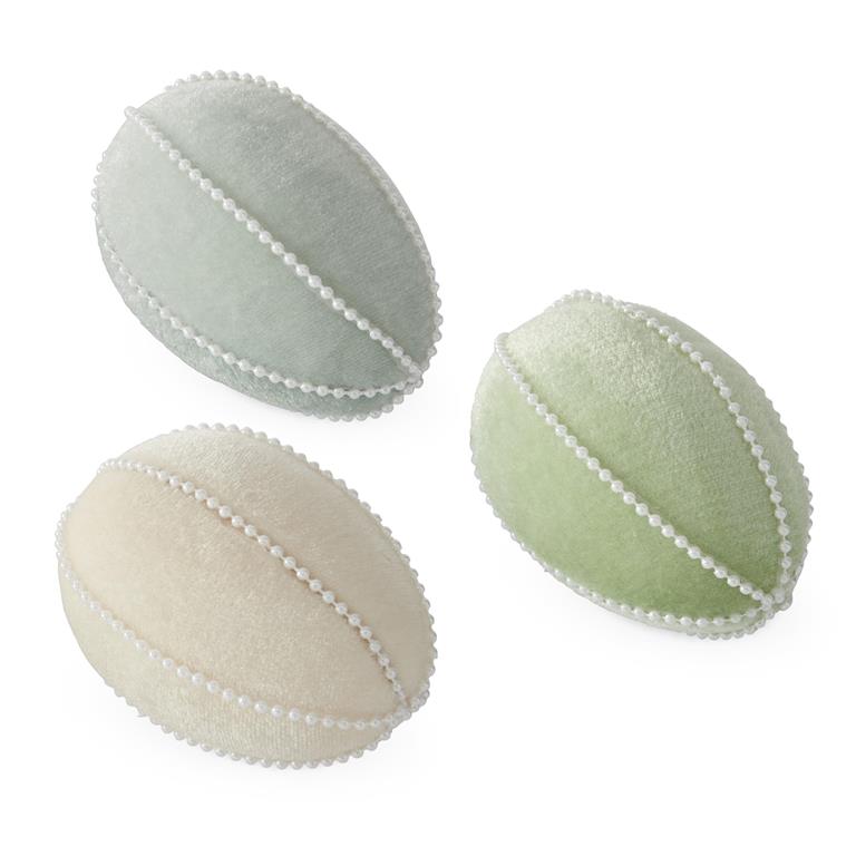 KK Velvet w/White Bead Trim Easter Eggs (3.75")
