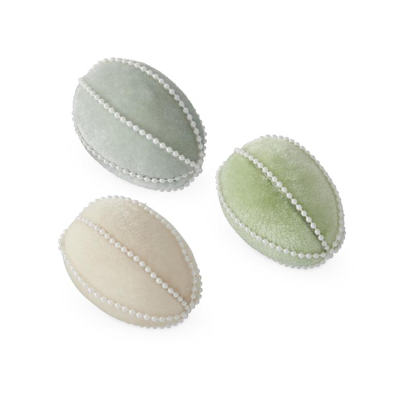 KK Velvet w/White Bead Trim Easter Eggs (3")