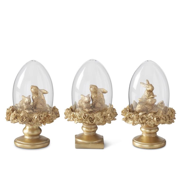 KK Gold Resin Easter Bunny Egg Cloche (6.25")