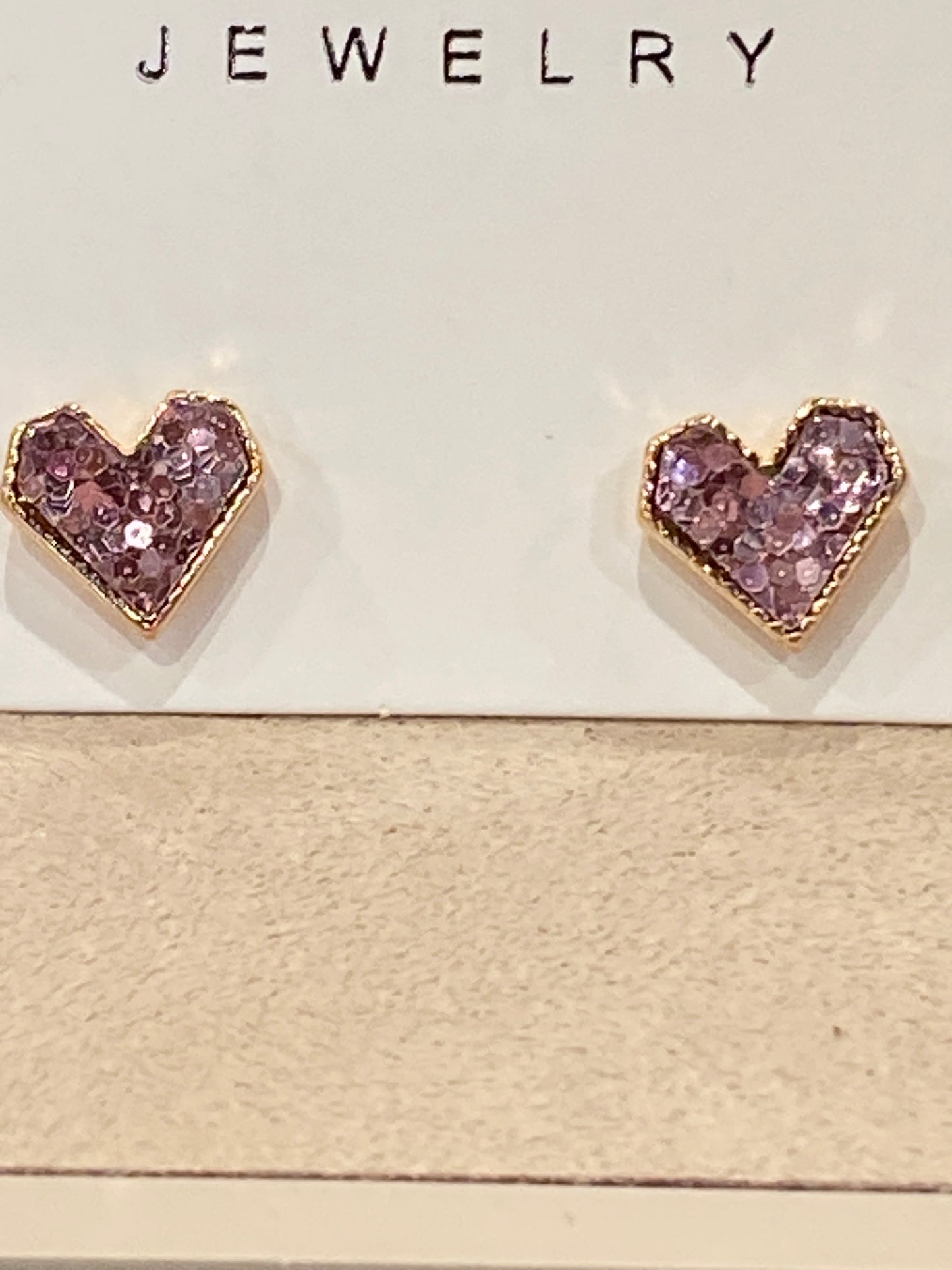 Pink Sequin Heart Earrings