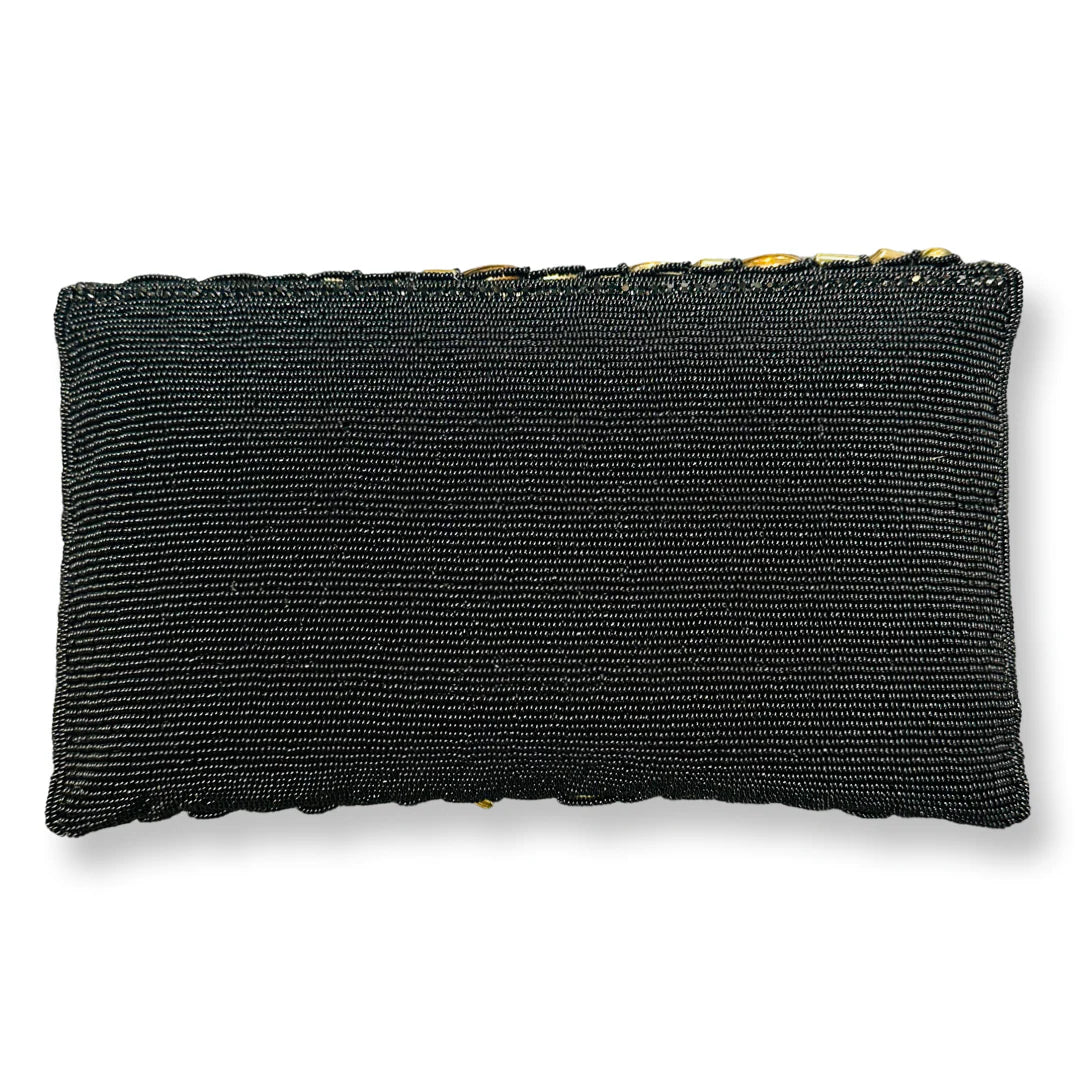 David Jeffery Handbag - Black & Gold Stones Clutch