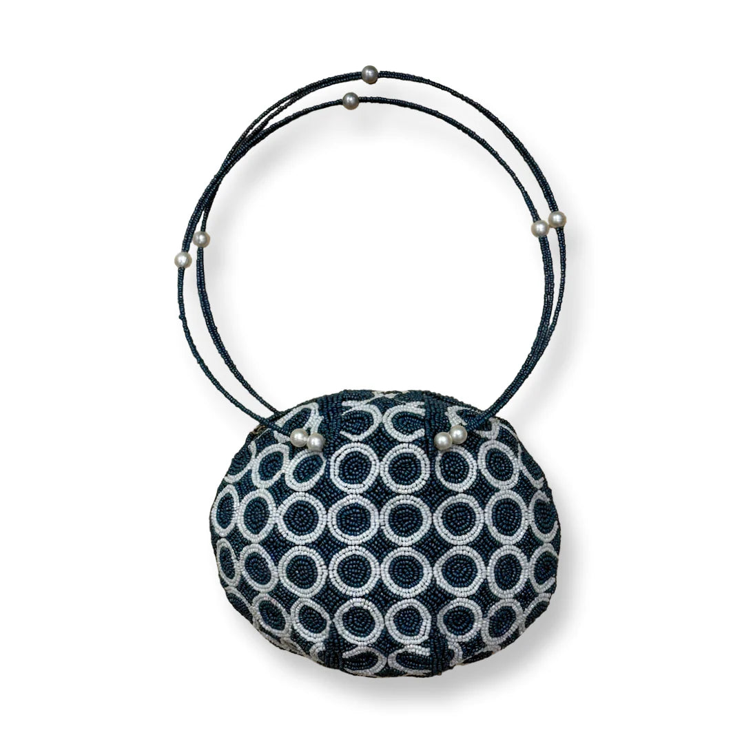 David Jeffery Handbag - Blue Ivory Beads w/Beaded Strap