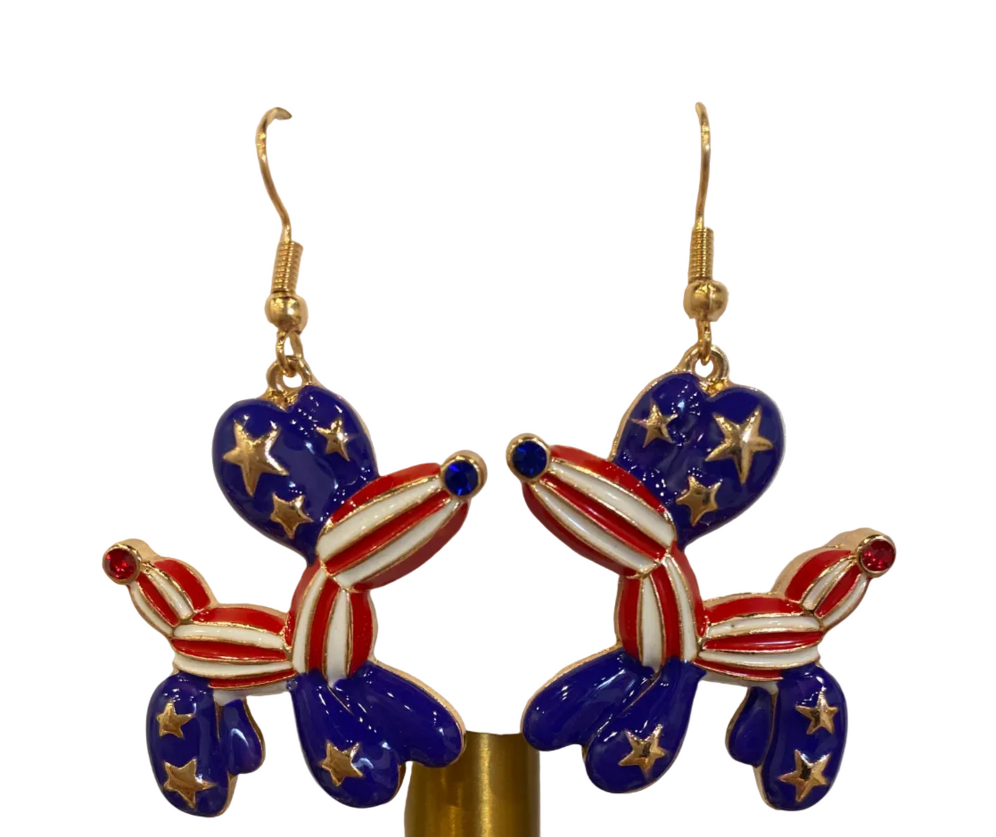 Patriotic Poodle Dangle Earrings