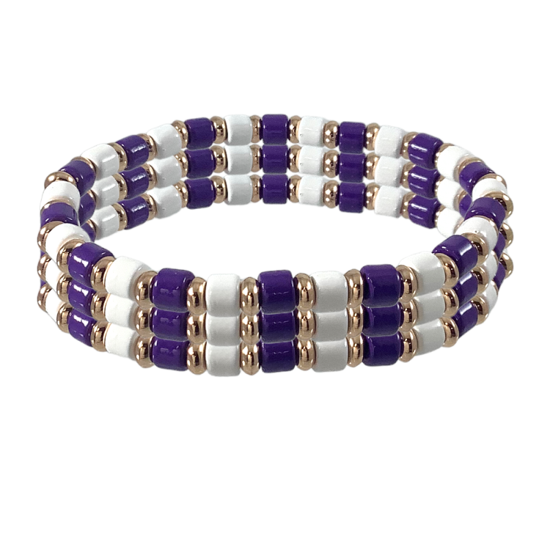 KP Gameday Two Tone & Gold Beaded Stretch Bracelet (Set 3)