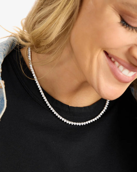 Melinda Maria Not Your Basic Tennis Necklace, Silver/White, 3mm, 16"