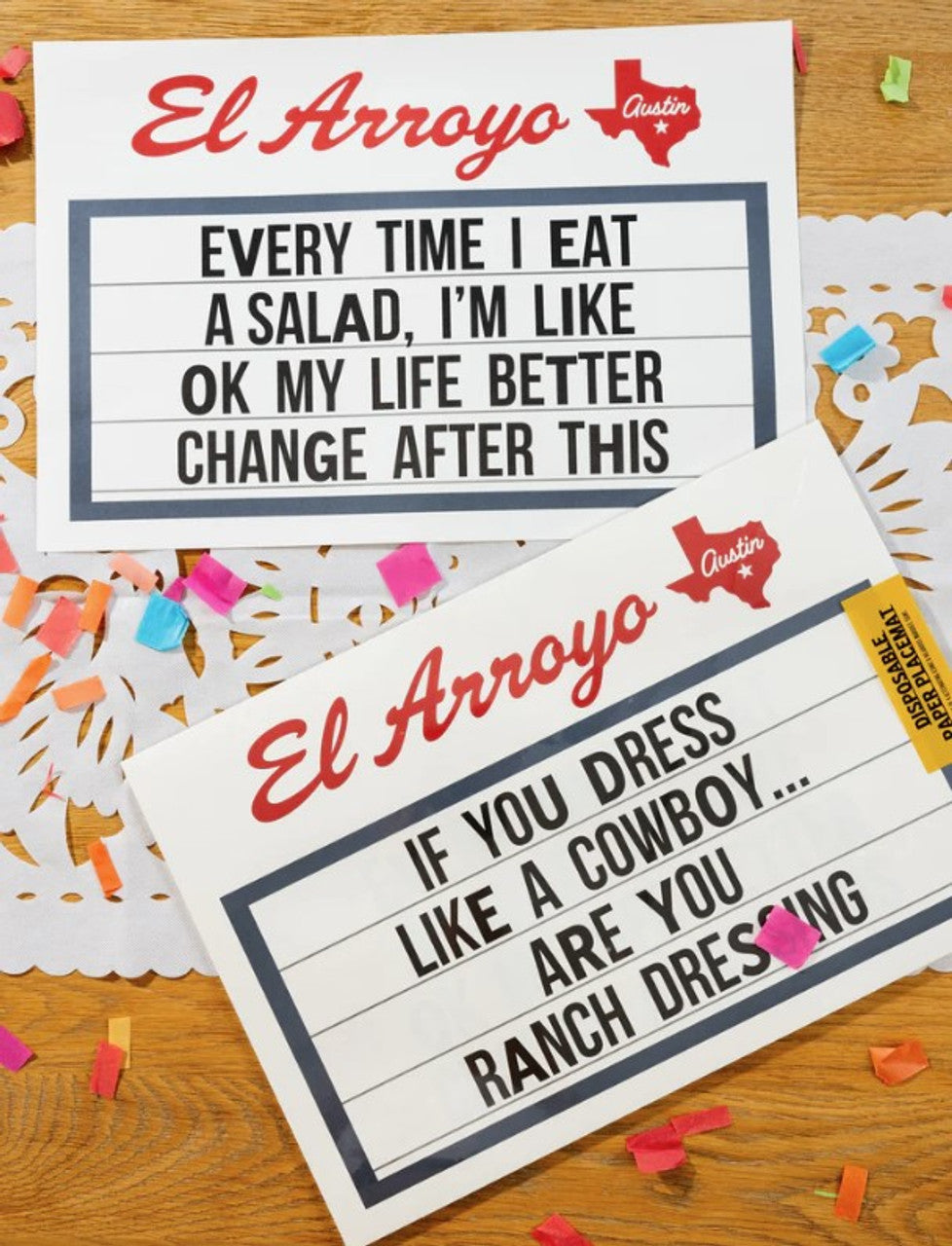 El Arroyo Disposable Placemats (Set of 24) 4 Different Signs