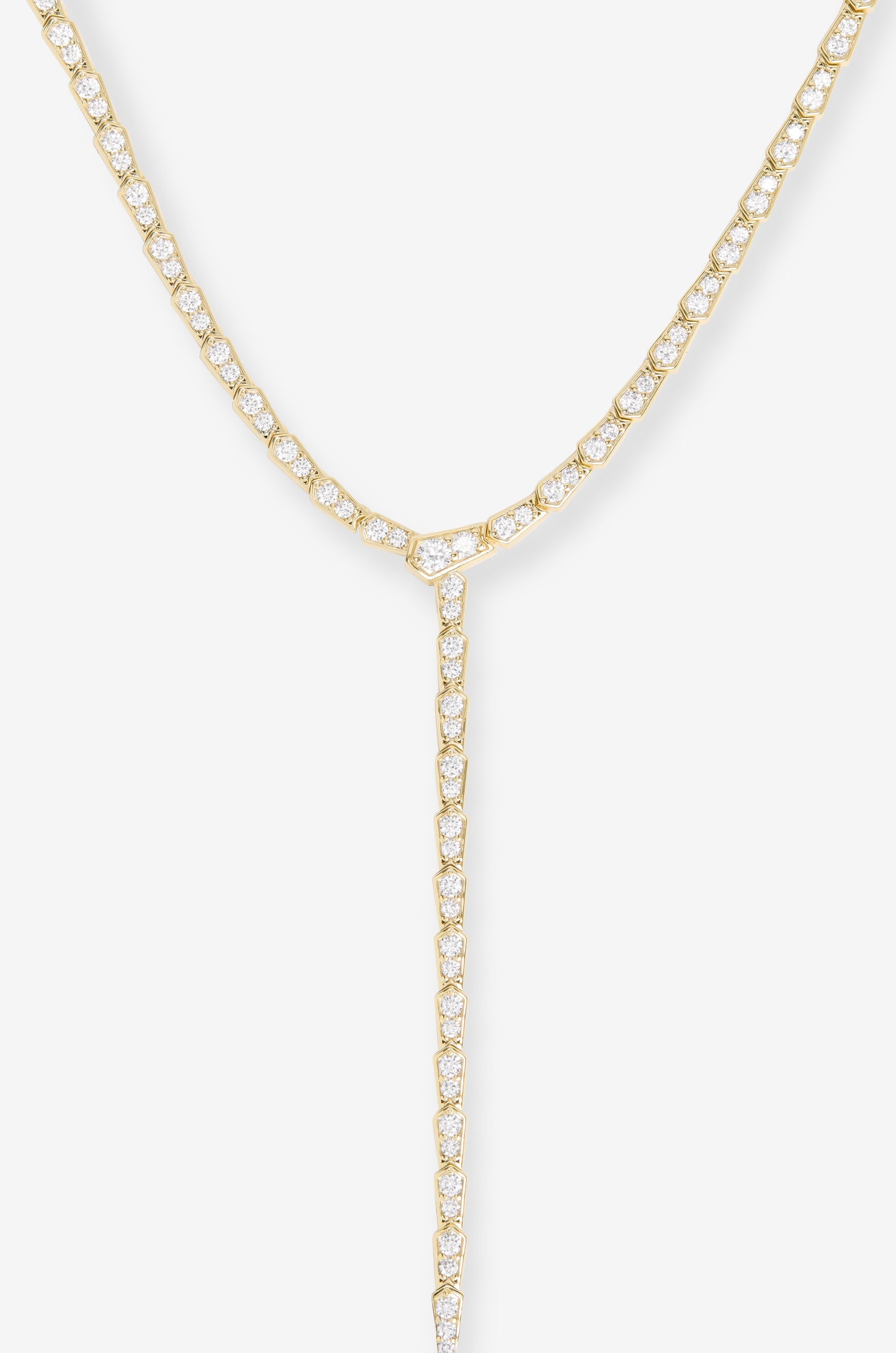 Melinda Maria Pave' Serpent Lariat Necklace, Gold/White, 18"