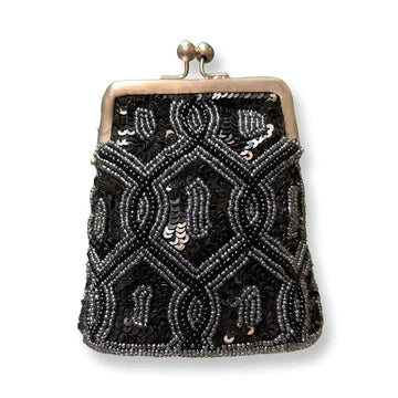 David Jeffery Coin Bag - Black Navy Beads