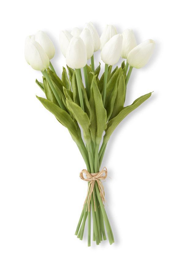 K&K Real Touch White Tulip 12 Stem Bundle, 13"