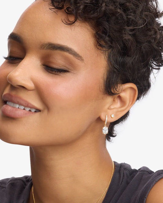 Melinda Maria She's On Point Earrings, Gold/White