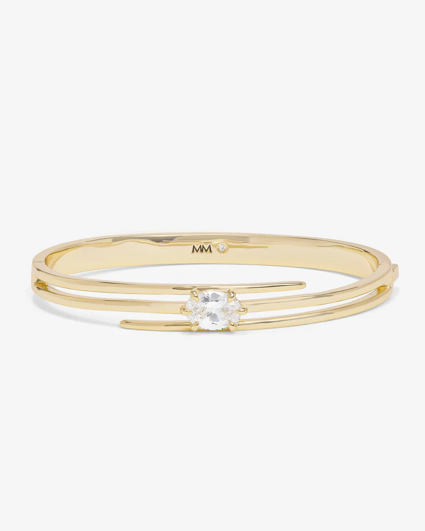 Melinda Maria She's On Point Lasso Cuff, Gold/White, Silver/White, 7"