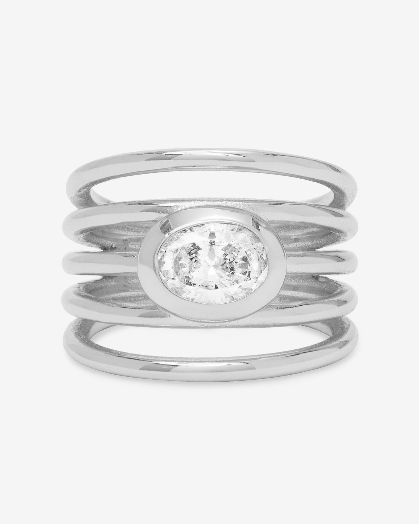 Melinda Maria She's a Boss Stacked Ring, Silver/White