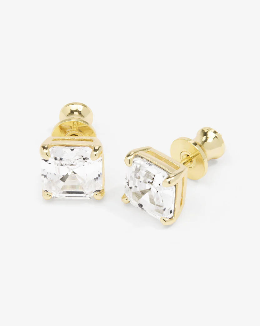 Melinda Maria The Queen's 8mm Studs, Gold/White