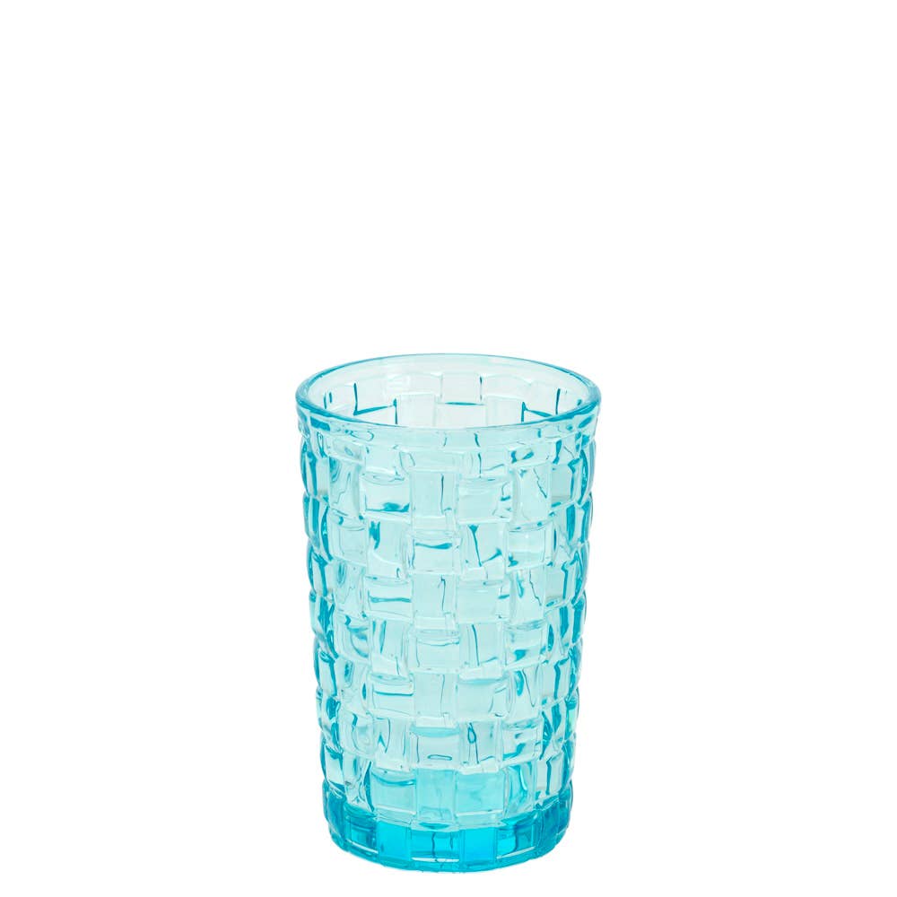 Boston International Blue Sea Basketweave Glass Pitcher/7.75" & Matching Glasses