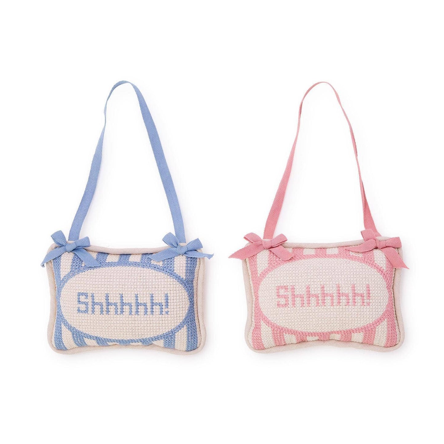 Cupcakes & Cartwheels Two's Co. Shhhhh! Embroidered Pillow Door Hanger Décor