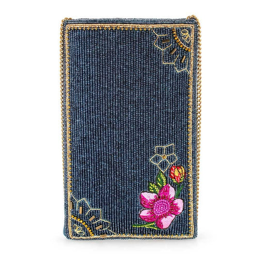 Mary Frances Lip Service Beaded-Embroidered Floral Crossbody Phone Bag