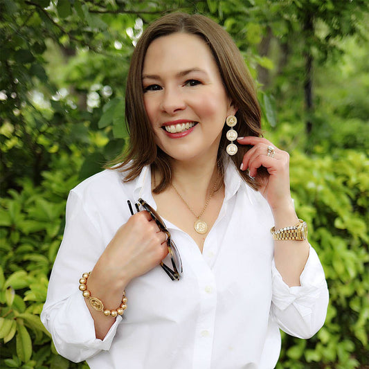 Canvas Style Lizette Bee Medallion Pendant Necklace in Worn Gold 16"