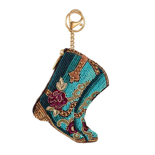Mary Francees Kickin' Around Beaded Cowboy Boots Coin Purse/Key Fob