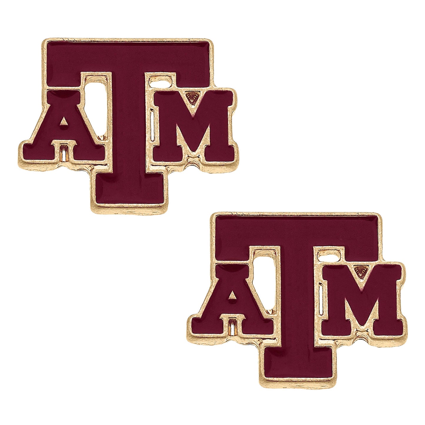Canvas Style Texas A&M Aggies Enamel Logo Stud Earrings in Shiny Gold