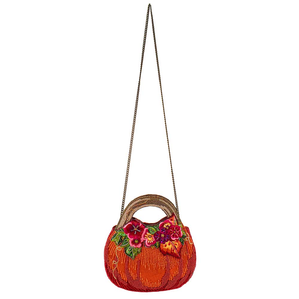 Harvest Garden Pumpkin and Floral Top Handle Bag