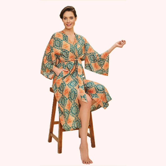Kimono Gown - Cream Batik, by Powder Designs