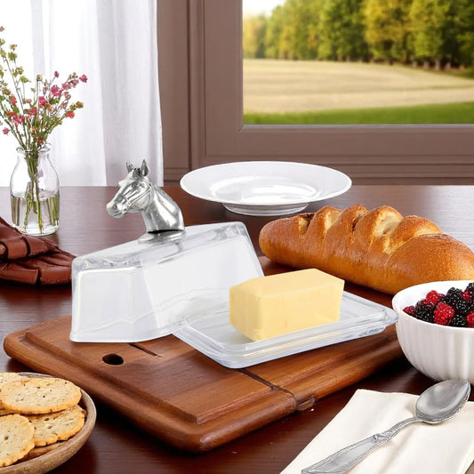 Glass Butter Dish - Horse Head