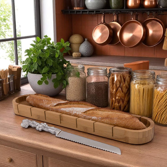 Baguette Board with Grape Bread Knife