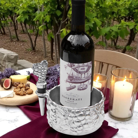 Grape Wine Caddy and Stopper Set