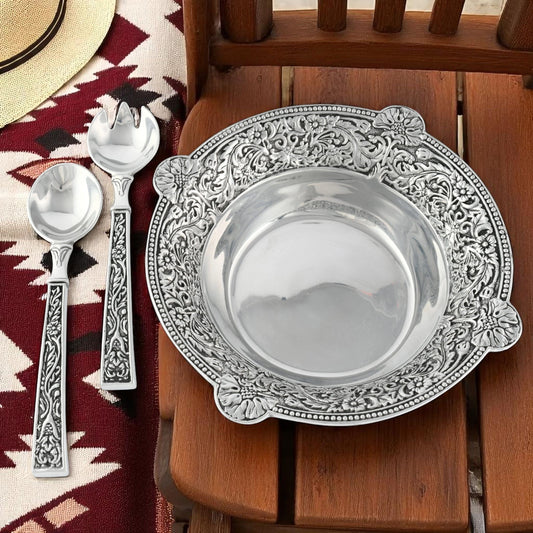 Concho Pattern Salad Bowl with Serving Set