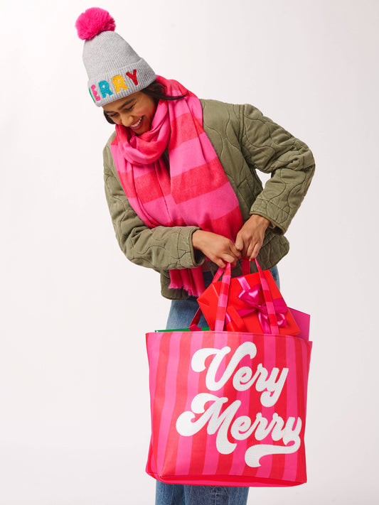 Shiraleah "VERY MERRY" GIFTING TOTE, RED