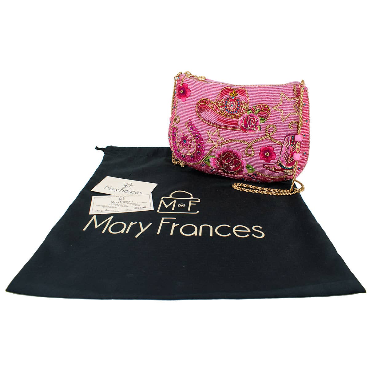 Mary Frances Rodeo Drive Pink Western Themed Beaded Crossbody Handbag