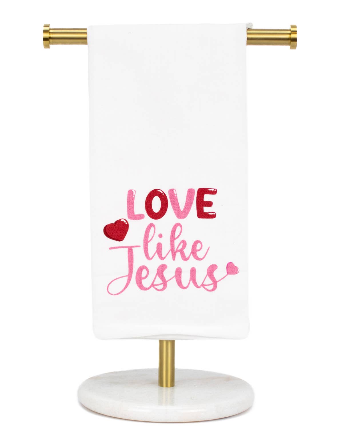 Royal Standard Love Like Jesus Hand Towel (White/Pink/Red 20x28)