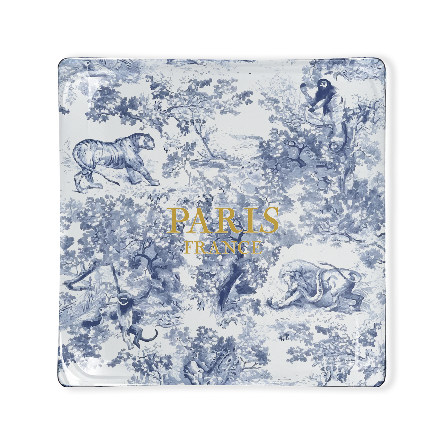 Toss Designs Glass Tray- Blue Flora- Paris