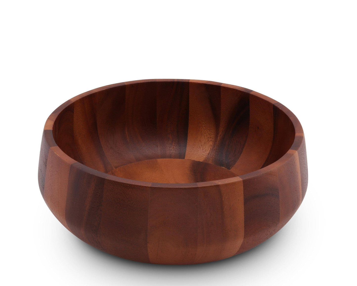 Modern Round Acacia Wood Salad Bowl Large