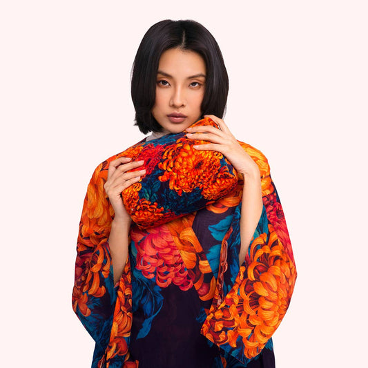 Chrysanthemum Quilted Velvet Washbag by Powder Design