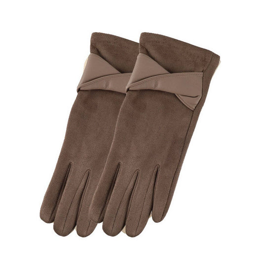 Bow Suede Gloves – Touchscreen Warm Winter