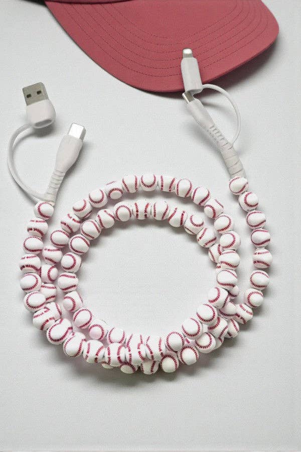 Nash Grey Baseball Beaded Charging Cord