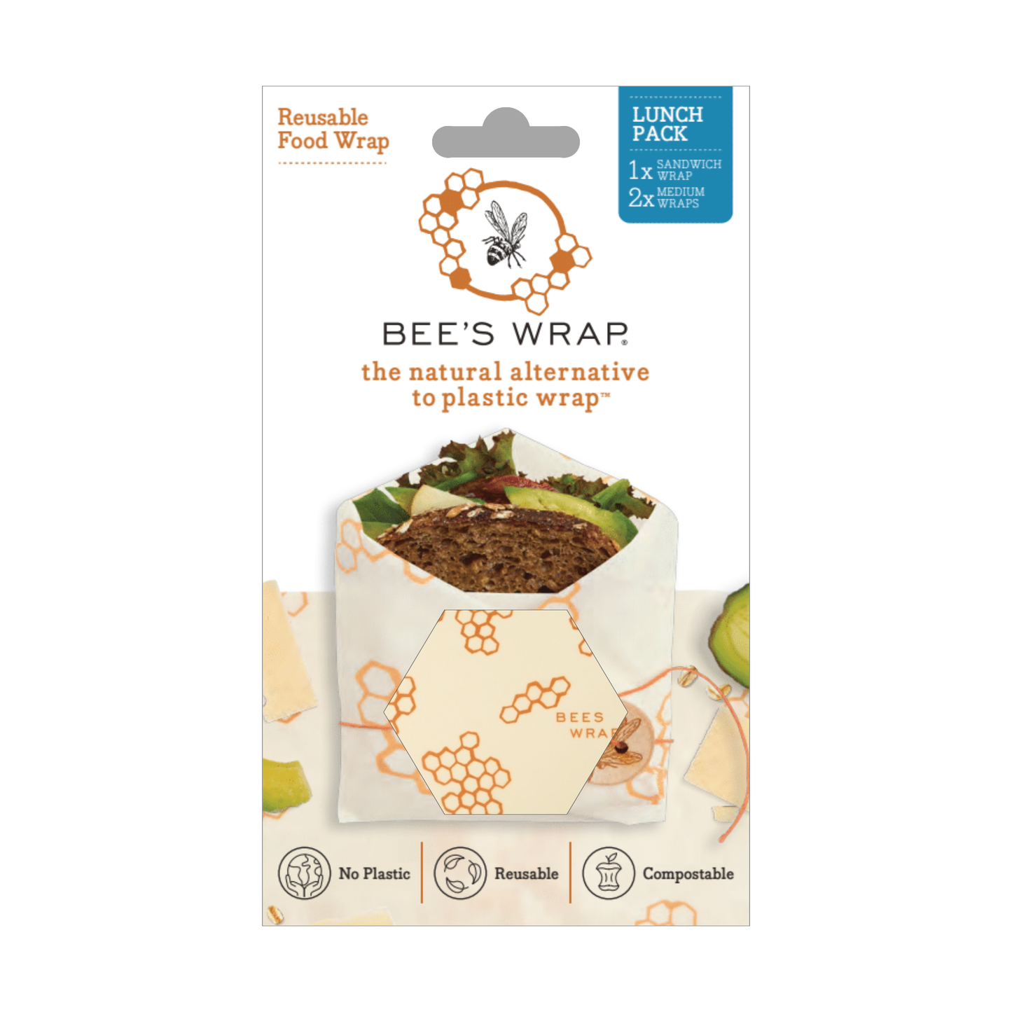 Bee's Wrap Lunch 3 Pack - Honeycomb Print