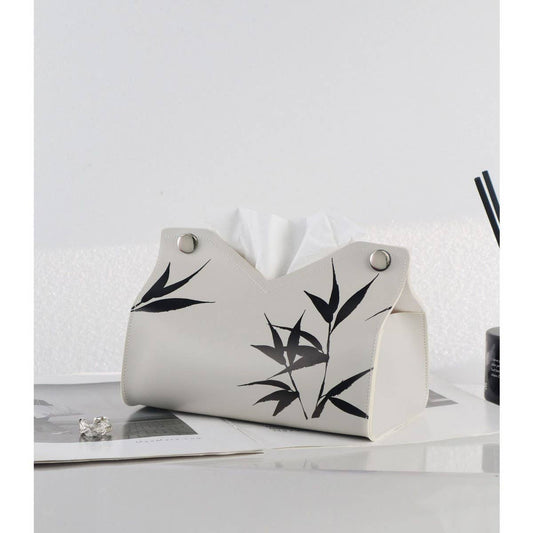BAMBOO LEAF Leather Tissue Box