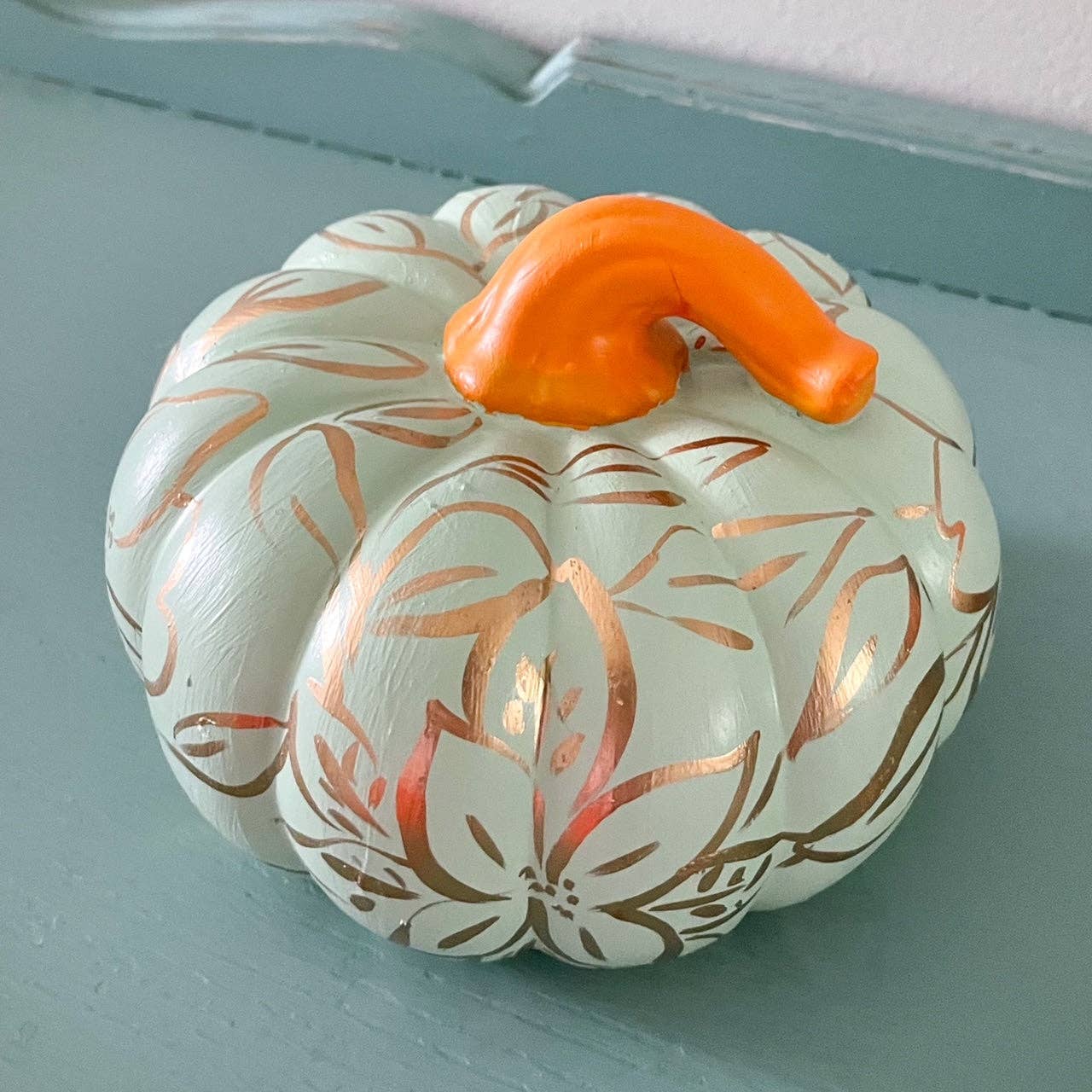 Jessica Reynolds Mint and Gold Small Pumpkin