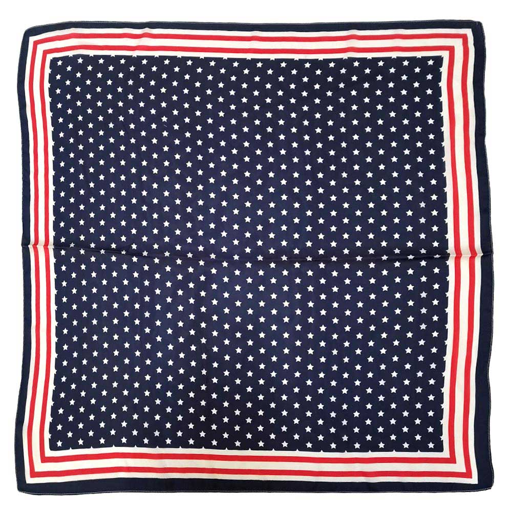 Classic Patriotic Star Pattern Print Square Scarf