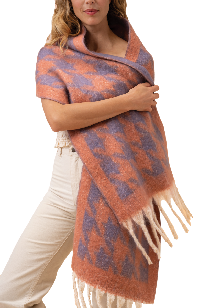 Harper Cozy Scarf - Coral & Lavender, by Powder Designs