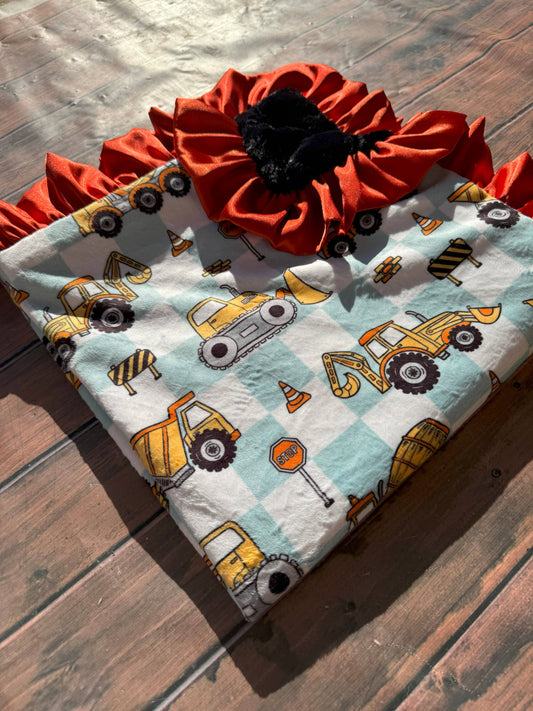 Cuddle Couture Checkered Construction - Teether Minky