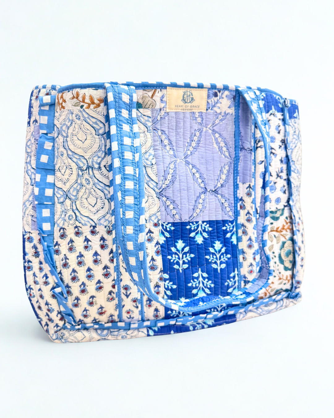 Heart of Grace Tea Garden | Large Quilted Ruffle Tote Bag