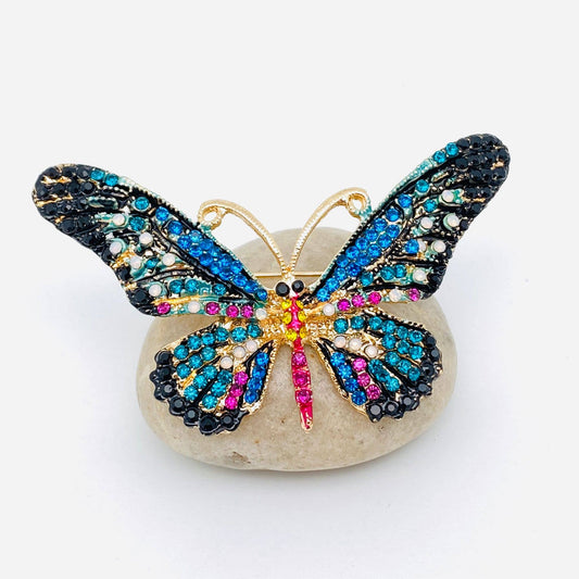Mio Queena Colorful Rhinestone Enamel Butterfly Brooch