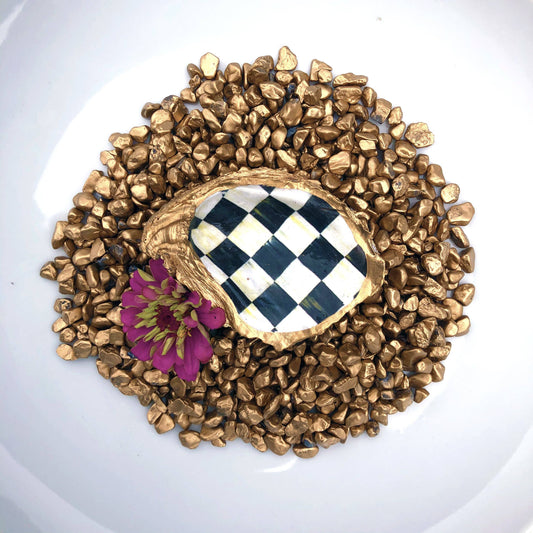 Kcrookdesign's Mackenzie Courtly Black or Royal Blue Check Decorative Oyster Trays