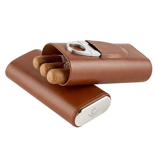 Cole Wheeler 3 Finger Leather Cigar Case & Cutter